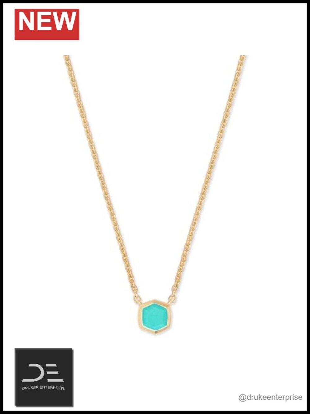 Kendra Scott Davie Pendant Necklace 18K Gold Vermeil Chrysoprase Women's Jewelry